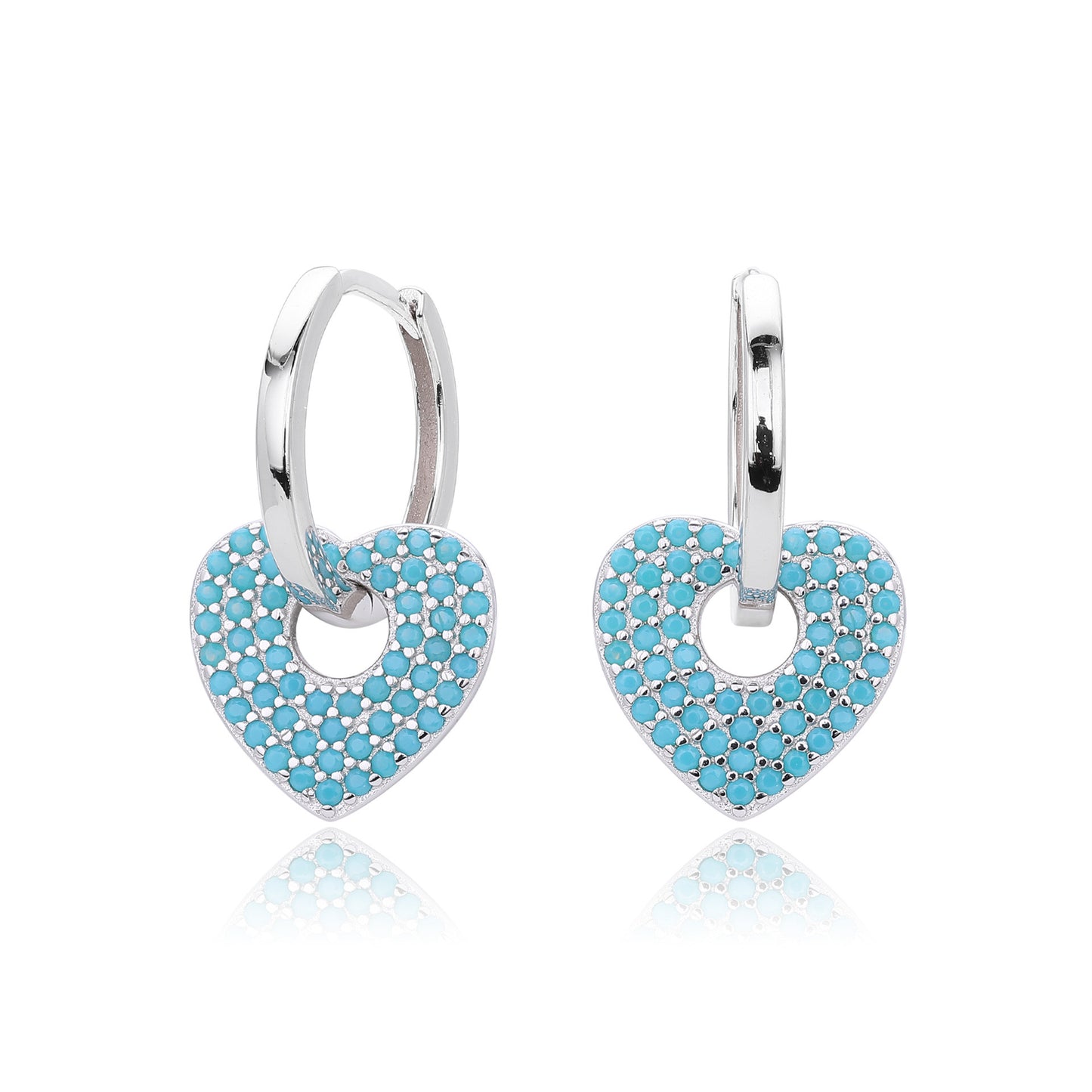 925 sterling silver zircon heart earrings