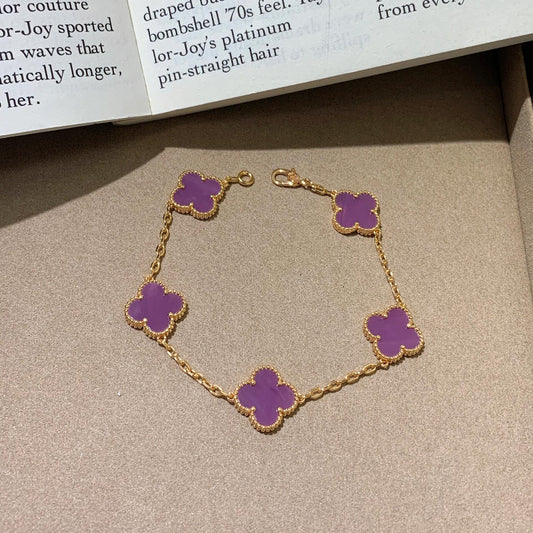 Classic clover bracelet 5 motifs natural amethyst quartz