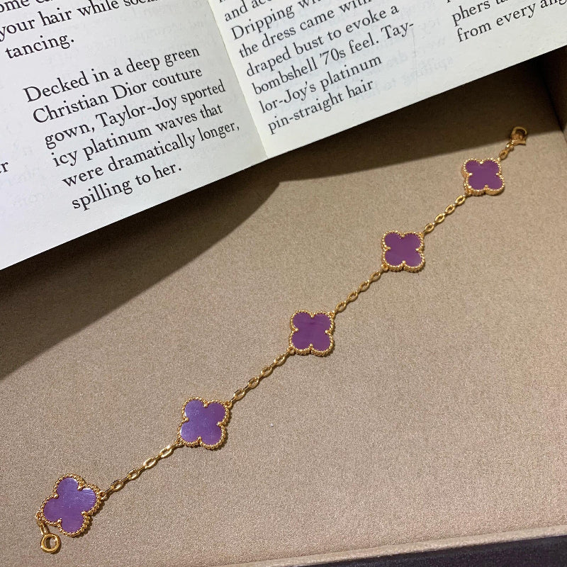 Classic clover bracelet 5 motifs natural amethyst quartz