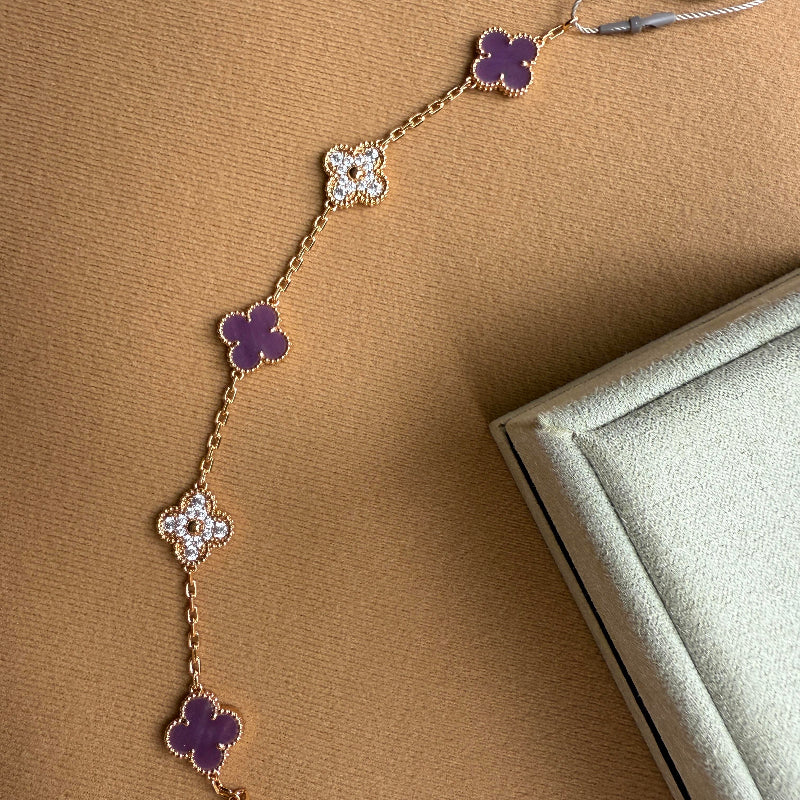 Classic clover bracelet 5 motifs natural amethyst quartz