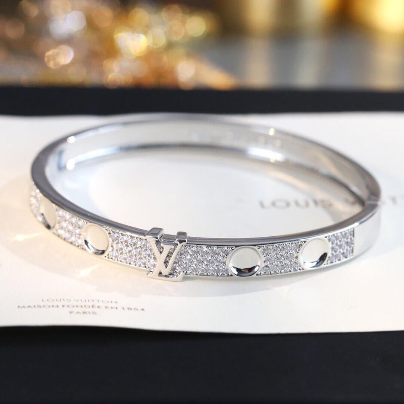 Personalized Studded Cuff Bracelet Full Pavé Diamond Initial Bangle