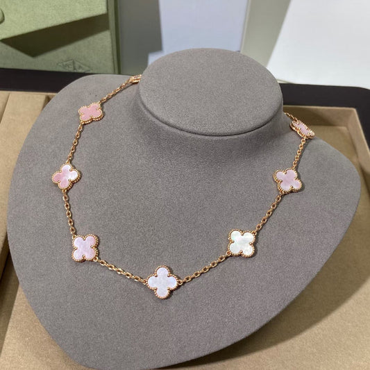 Classic clove necklace 10 motifs pink mother of pearl