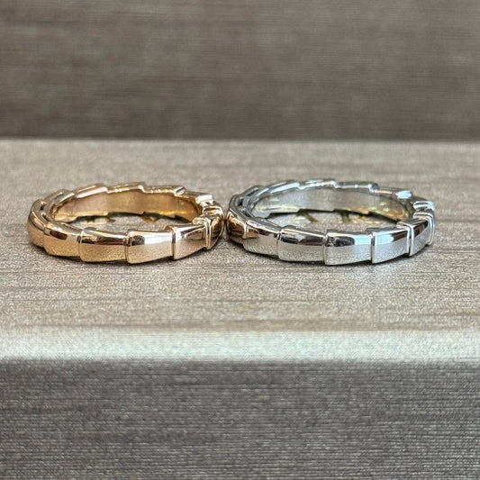 Narrow Snake Coil Band Ring, Sleek Serpentine Motif