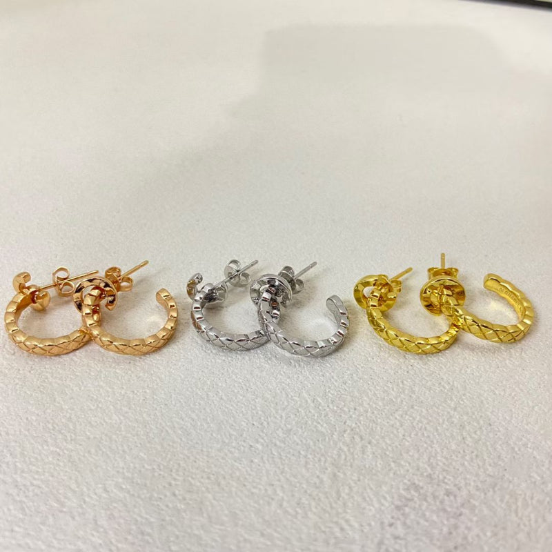 CC COCO quilted hoop earrings 18K gold plated