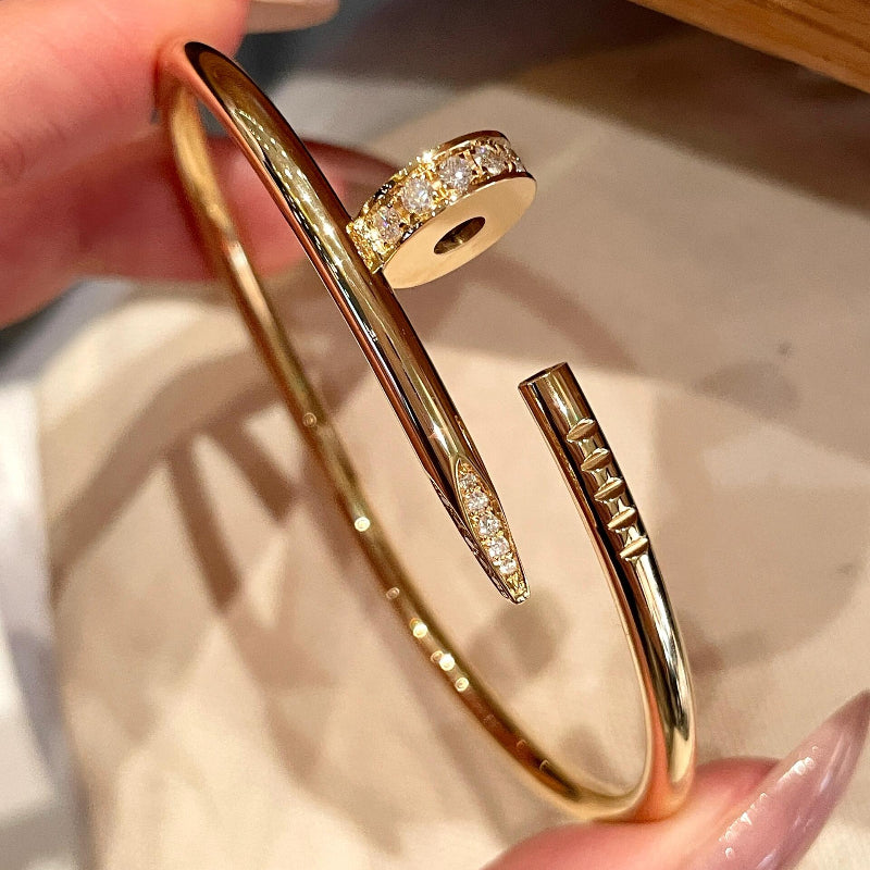 yellow gold nail bracelet classic model reverse set diamonds