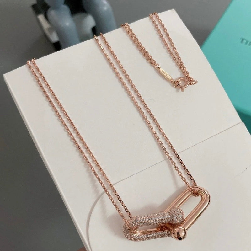 Large double link necklace diamonds