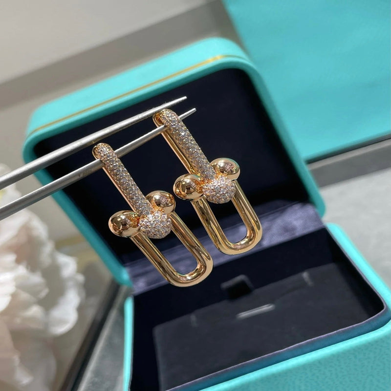 Large link earrings diamond