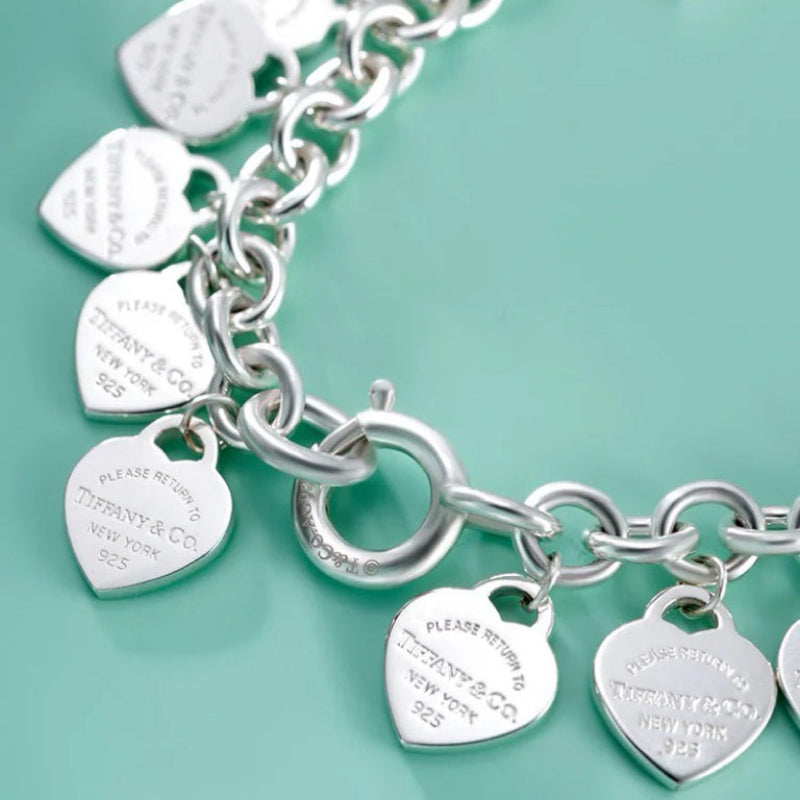 Multi heart Tag Bracelet silver