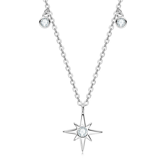 CrownJewel Moissanite six-pointed star necklace S925 sterling silver star clavicle chain