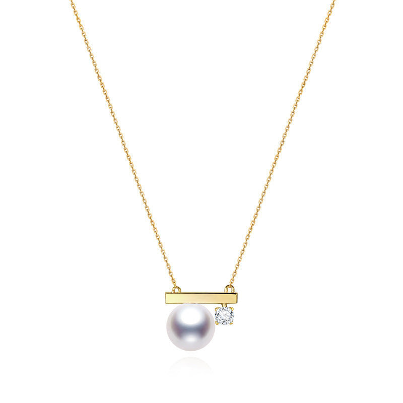 CrownJewel S925 sterling silver plated 18K gold necklace pearl zirconium diamond necklace