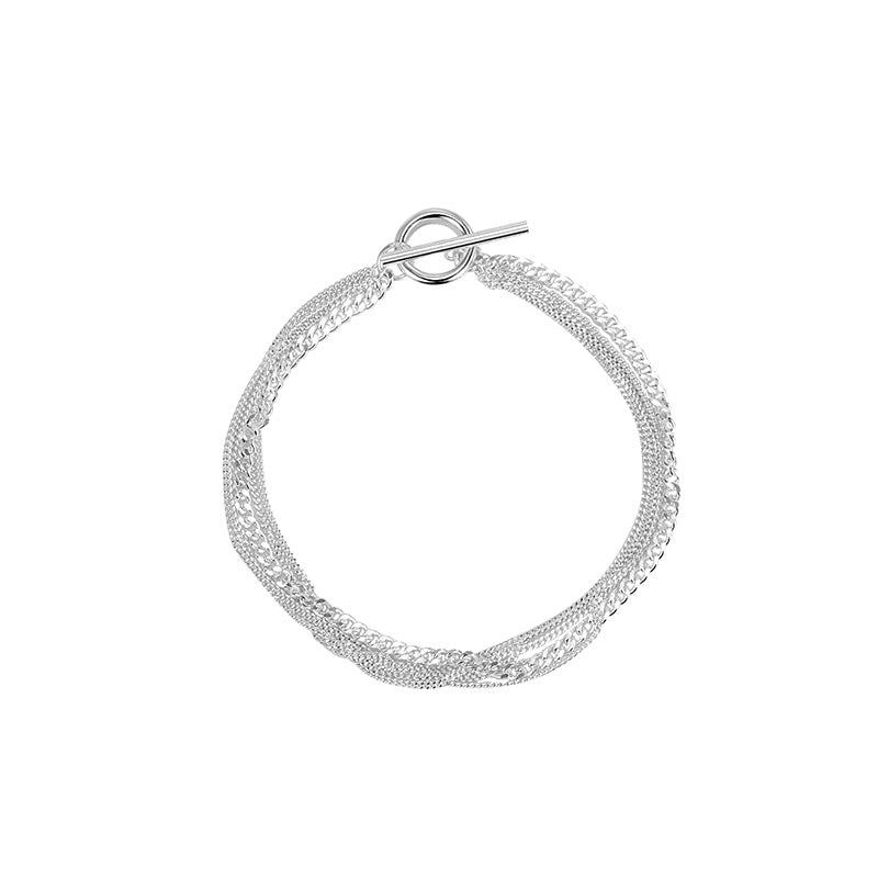 CrownJewel 925 sterling silver OT buckle multi-layer bracelet