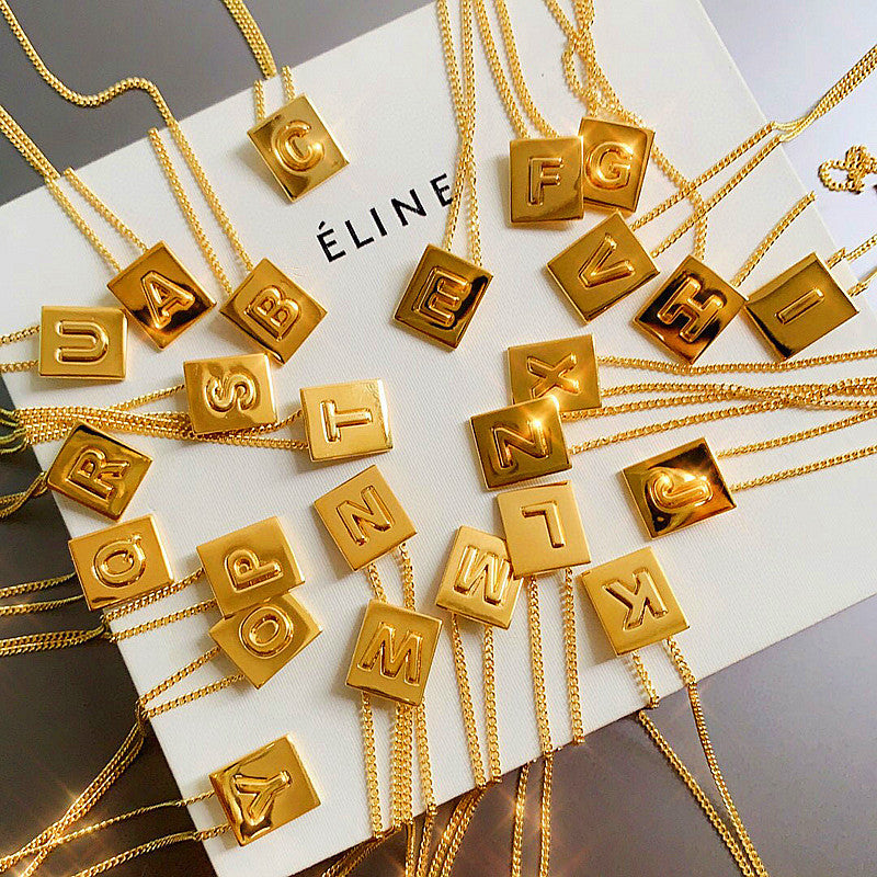 Block letter necklace