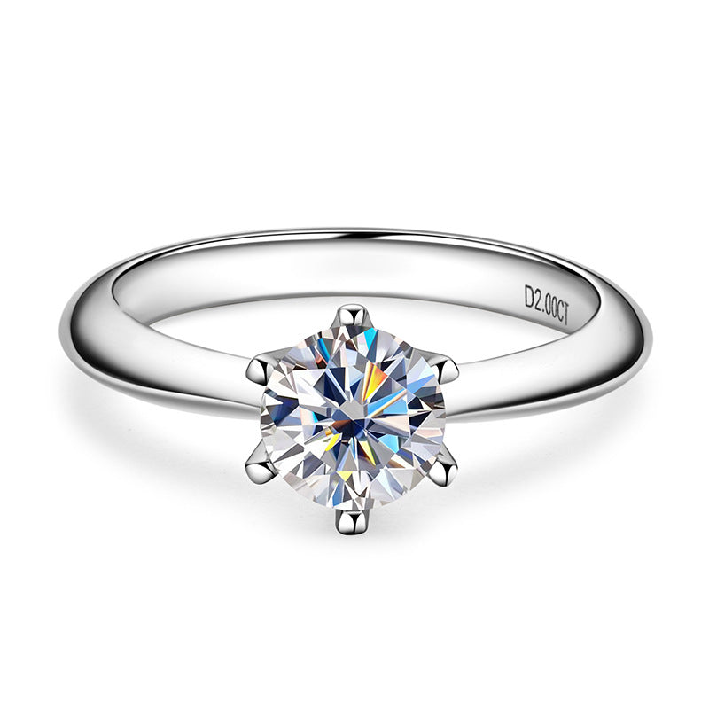 CrownJewel Moissanite Ring Women's S925 Silver Plated 18k Gold Hand Jewelry