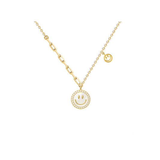 CrownJewel S925 sterling silver smiling mother-of-pearl smile necklace