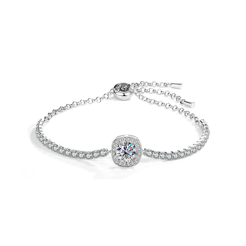 CrownJewel Moissanite Bracelet S925 Sterling Silver Bracelet Women's  Silver Jewelry