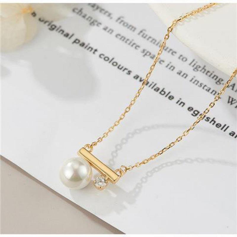 CrownJewel S925 sterling silver plated 18K gold necklace pearl zirconium diamond necklace