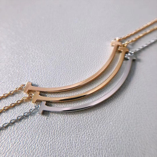 CrownJewel Smile necklace women's 18k rose gold clavicle chain