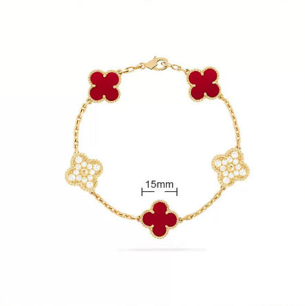 CrownJewel Four-leaf clover bracelet agate white shell women's classic fashion jewelry