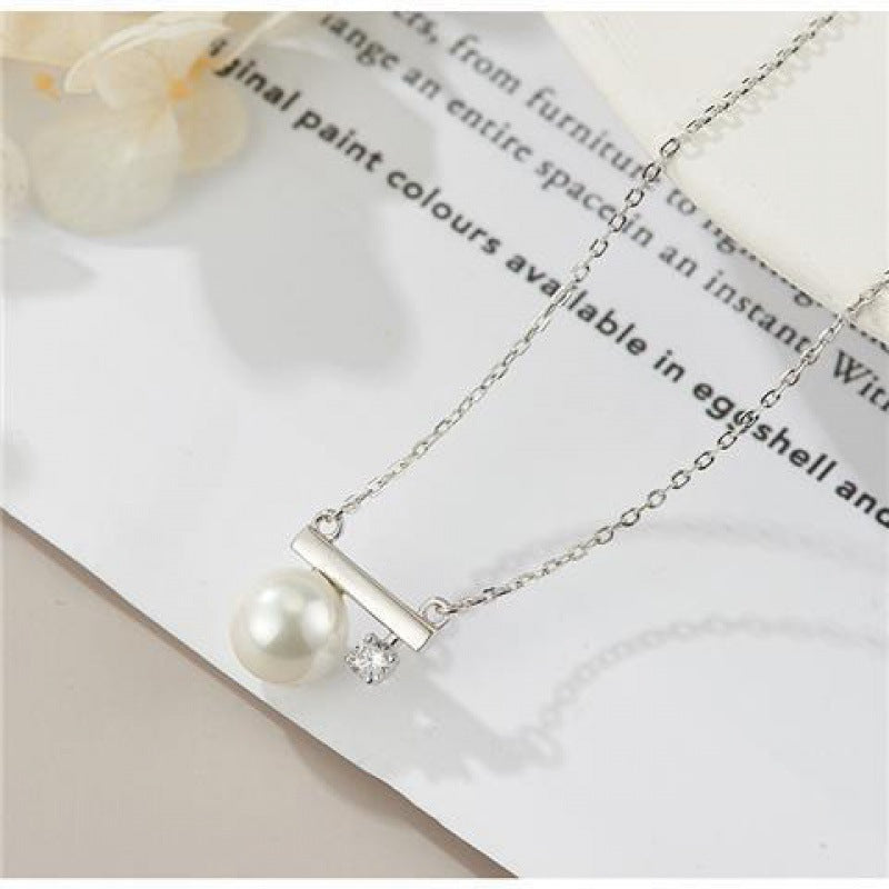 CrownJewel S925 sterling silver plated 18K gold necklace pearl zirconium diamond necklace