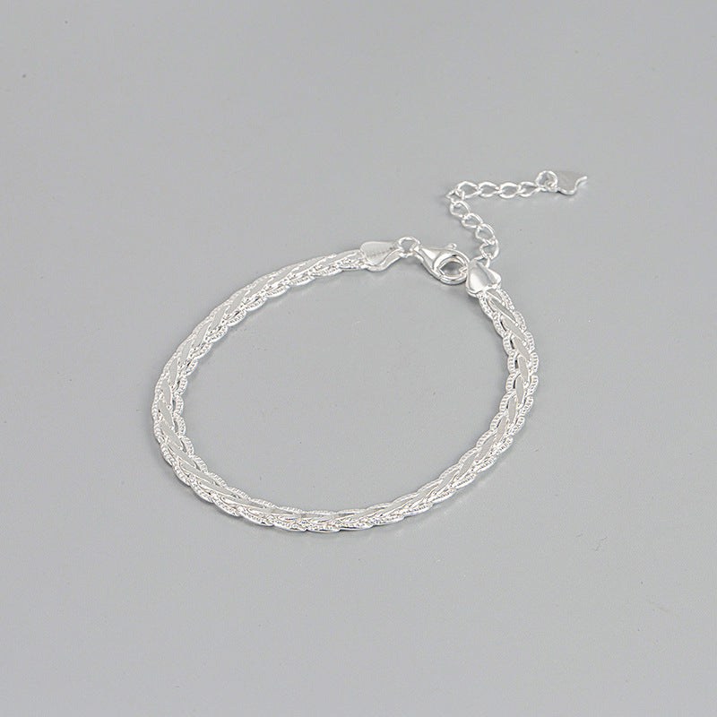 CrownJewel New Exquisite 925 Sterling Silver Braided Twisted Rope Bracelet