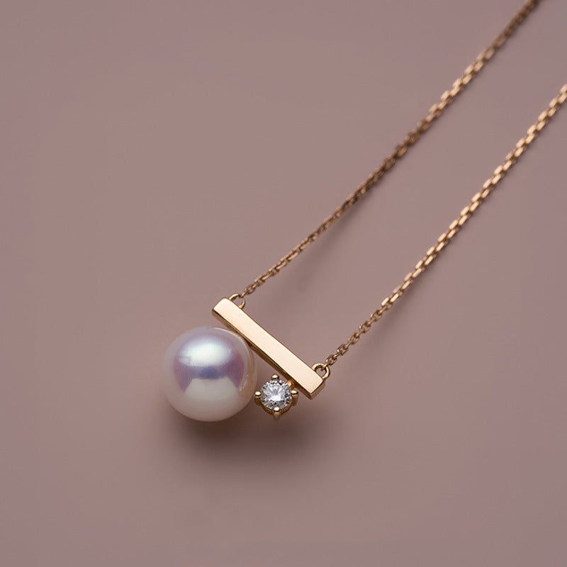 CrownJewel S925 sterling silver plated 18K gold necklace pearl zirconium diamond necklace