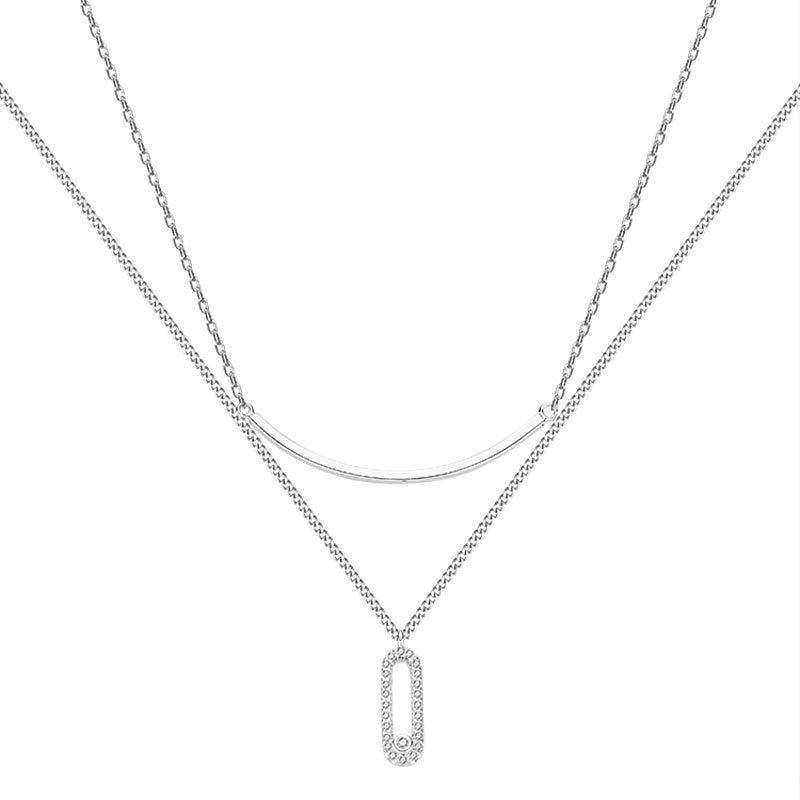 CrownJewel S925 sterling silver double layer paper clip necklace