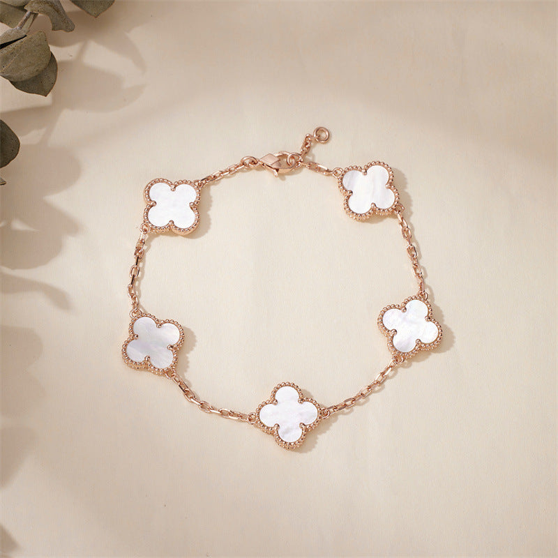 CrownJewel Four-leaf clover bracelet agate white shell women's classic fashion jewelry