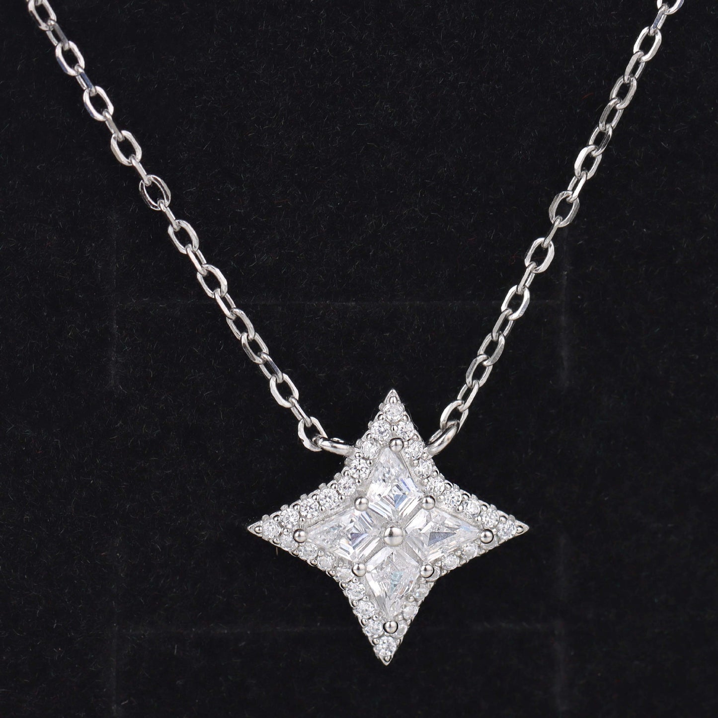 CrownJewel S925 sterling silver quadrilateral necklace