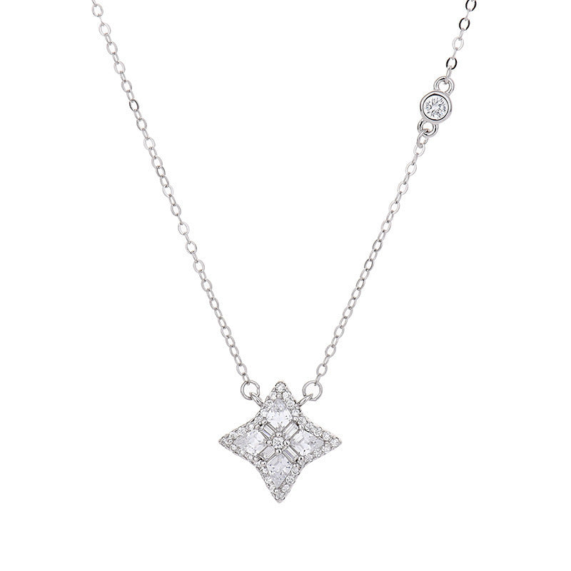 CrownJewel S925 sterling silver quadrilateral necklace