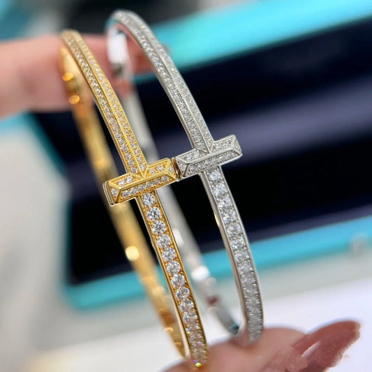 T1 Narrow Pave Diamond Hinged Bangle