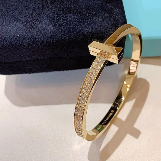 T1 Wide Diamond Hinged Bangle