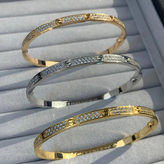 18K love bracelet 2 rows diamonds small model